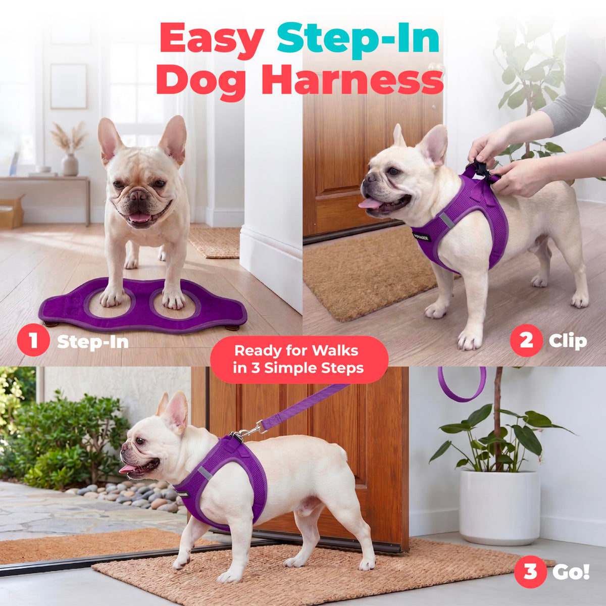 Voyager Step in Air Dog Vest Harness (Purple / S (Chest: 14.5 - 16"))