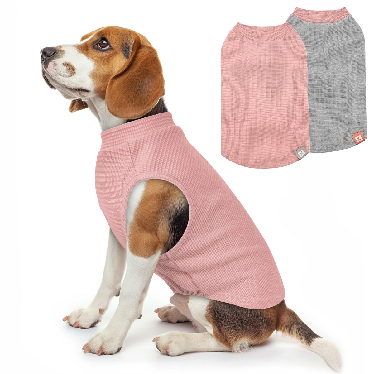 2Pack Waffle Dog Shirt for Medium Large Dogs Soft Dog Sweater (XX-Large (28-50lbs) / 2Pack(Pink+Grey))