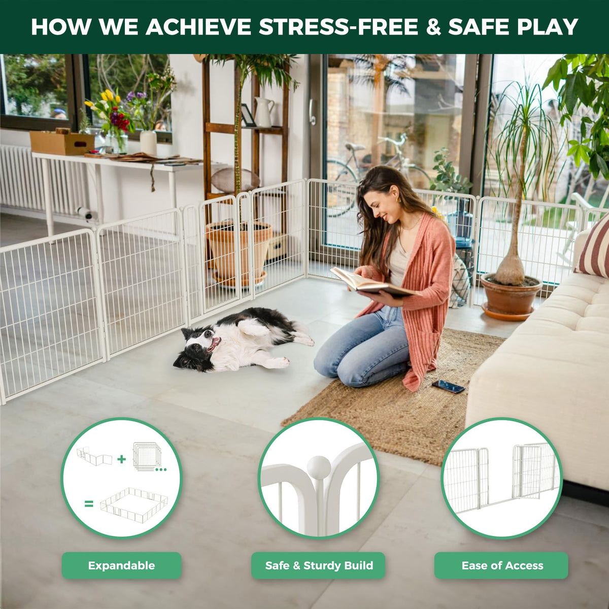 Homeplus Indoor Dog Playpen (White / 32"H)