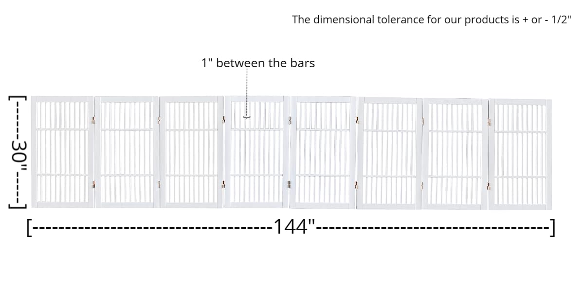 Pet Dog Gate Freestanding (8 Panel 30" Tall / White Pet Gate)