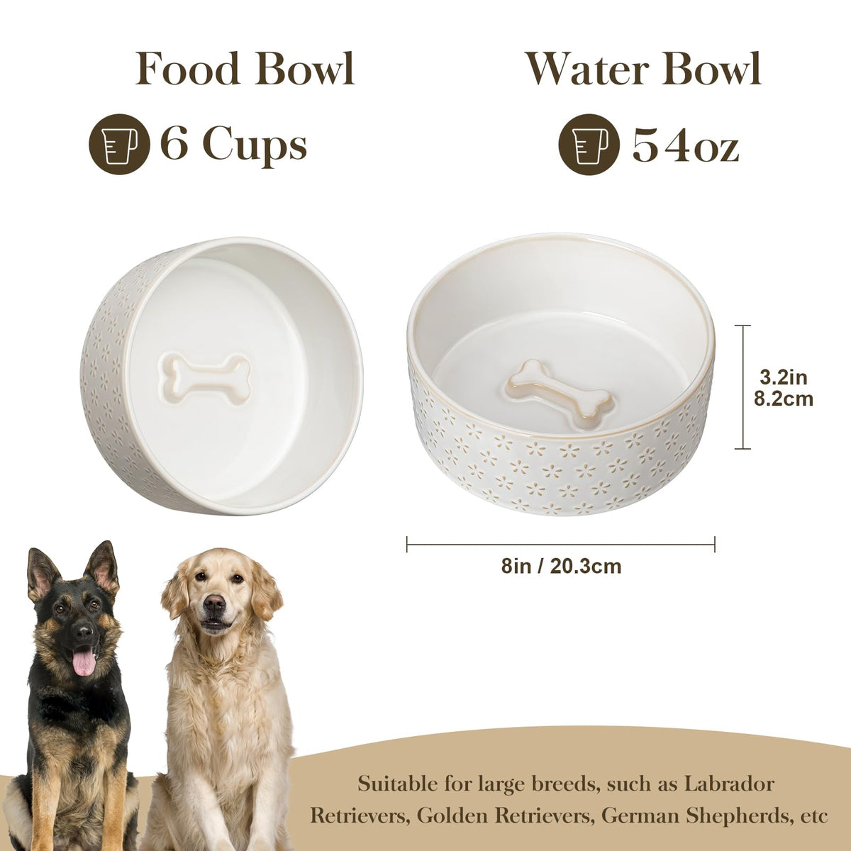 Ceramic Dog Food Bowl (Five-leaf Grass / 6 Cups)
