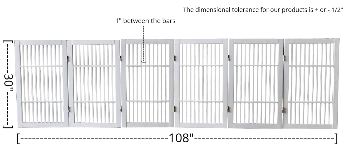 Pet Dog Gate Freestanding (6 Panel 30" Tall / White Pet Gate)
