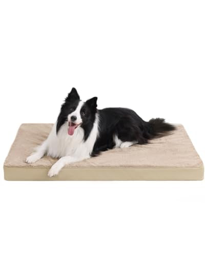 Orthopedic Dog Bed for Extra Large Dogs with Waterproof (Khaki / 47.0"L x 29.0"W x 4.0"Th)