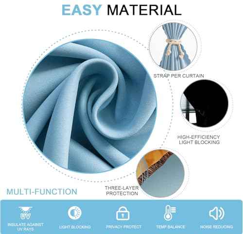 Adhesive Curtain (35"W x 71"L (Pack of 2) / Lake Blue)