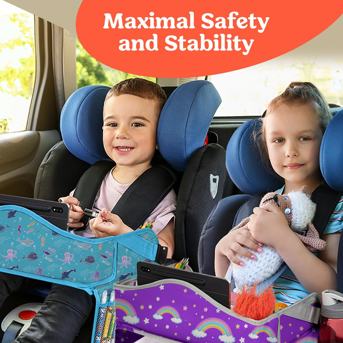Kids Travel Tray for Car (Pink Unicorn)