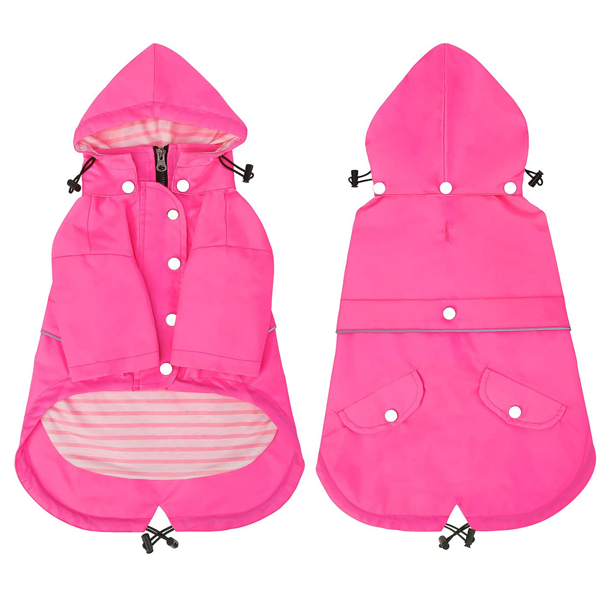 Premium 2 Layer Zip Dog Raincoat Poncho w (Medium / Pink)