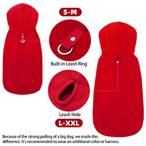 Fleece Dog Hoodie with Pouch (XX-Large / Red)