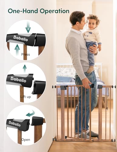 29 55" Extra Wide Baby Gate (Brown Wood Pattern / 30" Tall, 29-55" Wide)