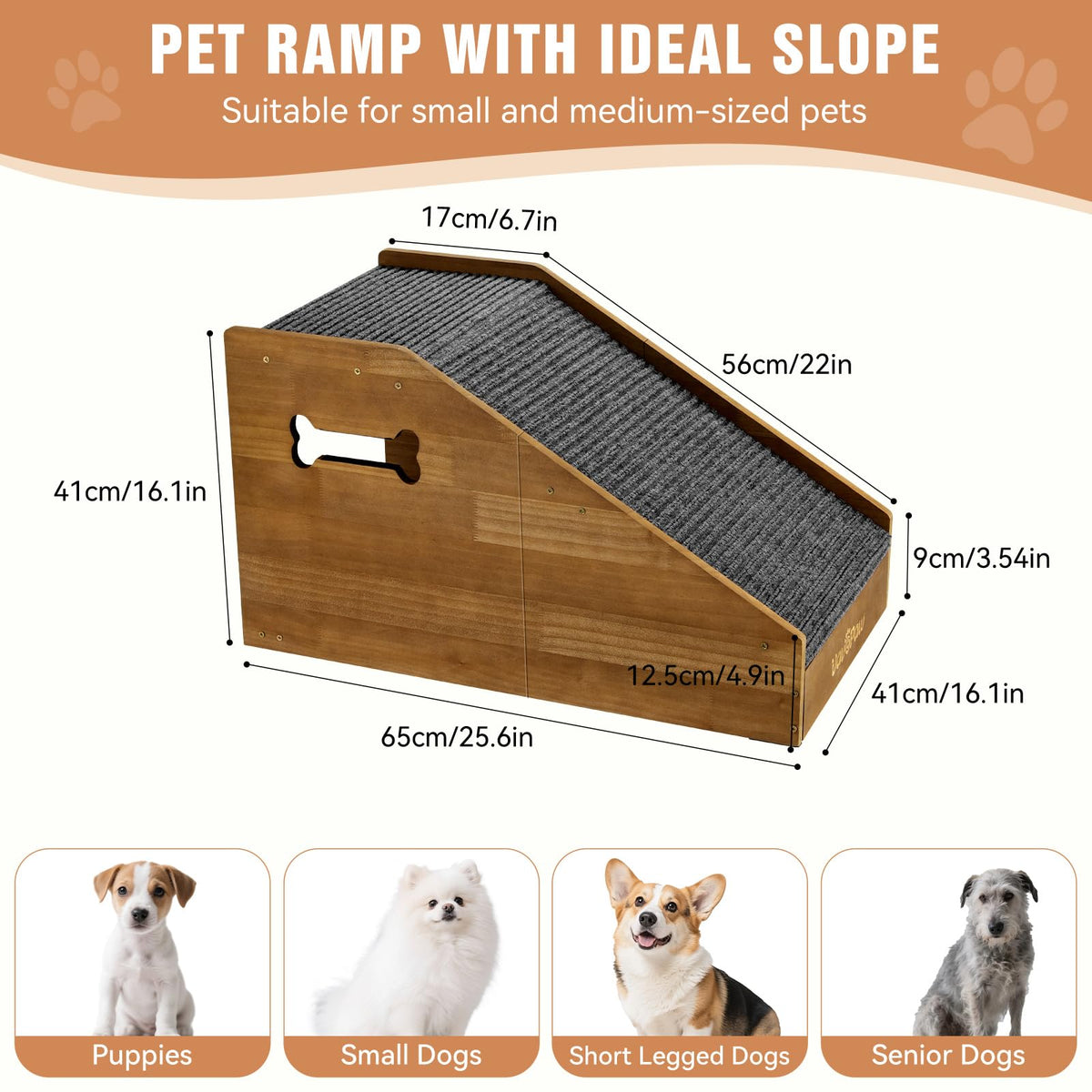 Dog Ramp for Small Dogs with Non (Walnut)