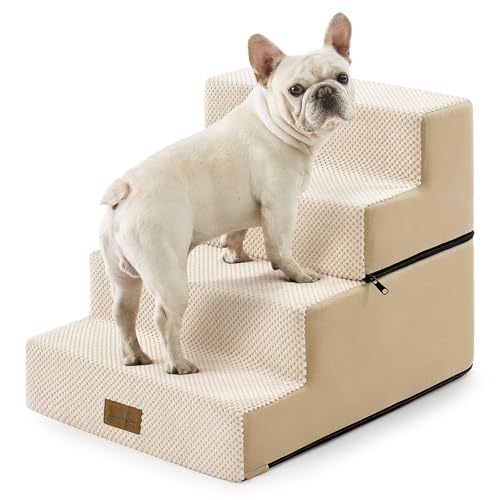 Dog Stairs for Small Dogs (Beige / 15.7x23.6x17.7 inch)