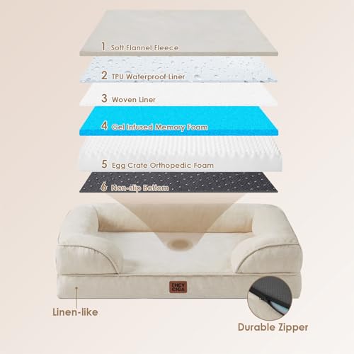 Orthopedic XXL Dog Bed (Beige / 46.0"l X 35.0"w X 7.5"th)