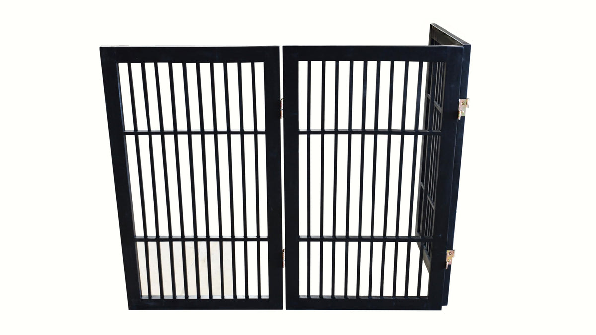 Pet Dog Gate Freestanding (3 Panel 30" Tall / Black Pet Gate)