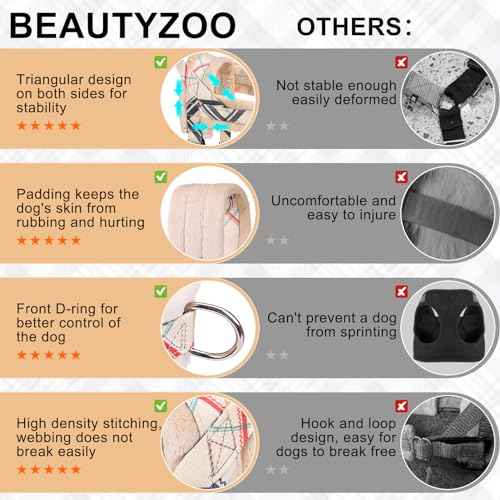 No Pull Medium Dog Harness and Leash Set (Beige_Velvet / M: Chest 21"-26.7")