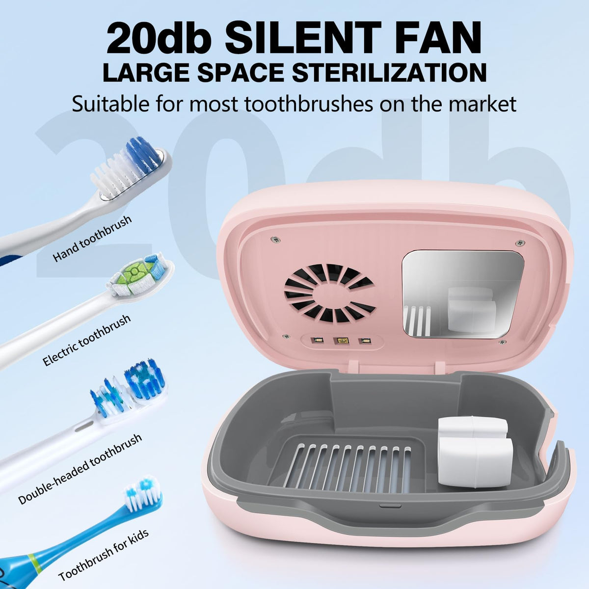 Toothbrush Covers Case and Holder with Light (Pink)