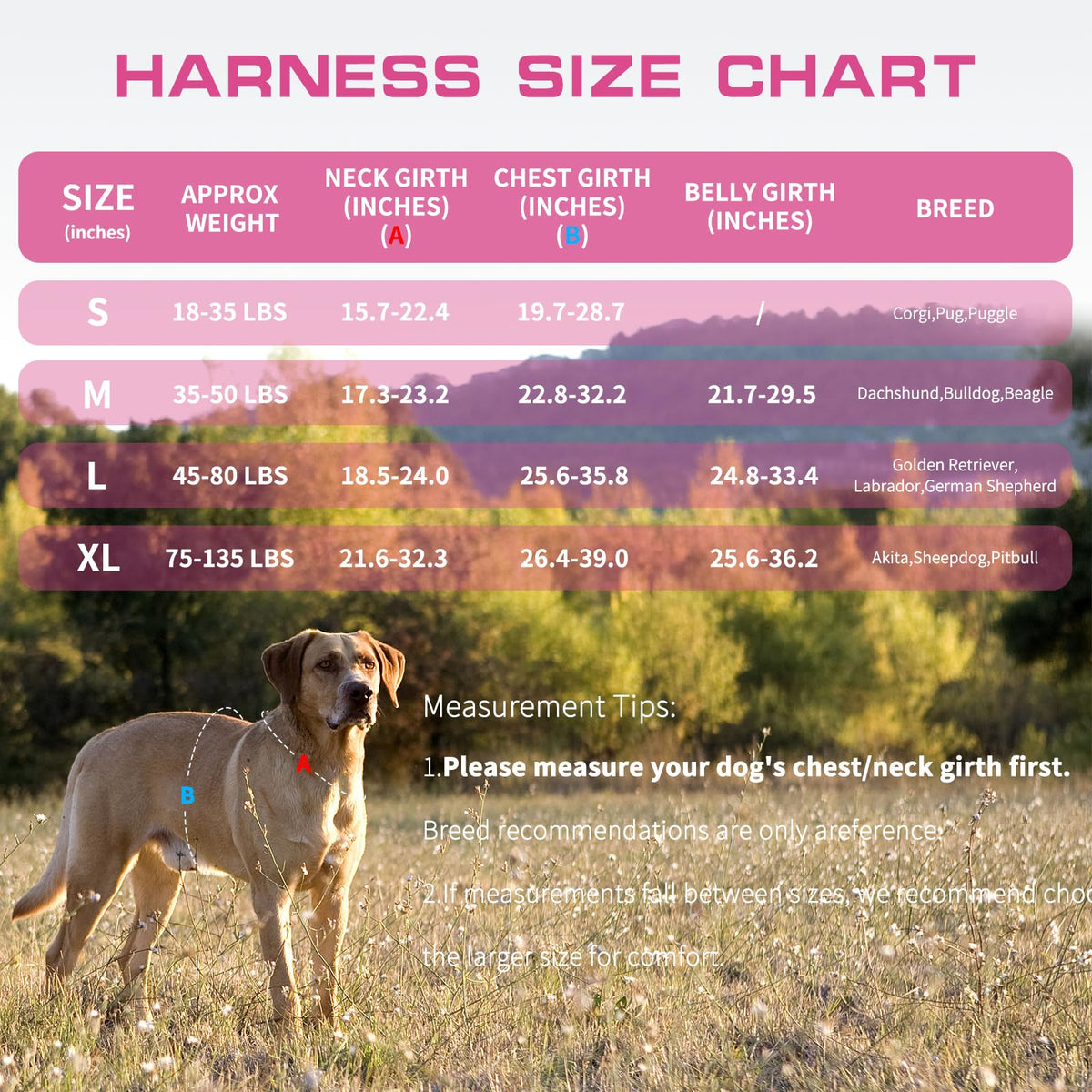 Dog Harness for Large Dogs (Pink Camo / L(Neck:18-24",Chest:25-36"),45-80 lbs)