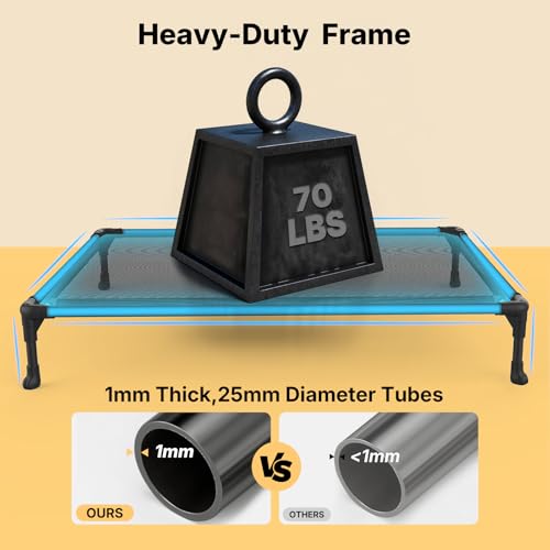 Outdoor Elevated Dog Bed for Medium Dogs (32.0"L x 25.0"W x 7.0"Th / Black)
