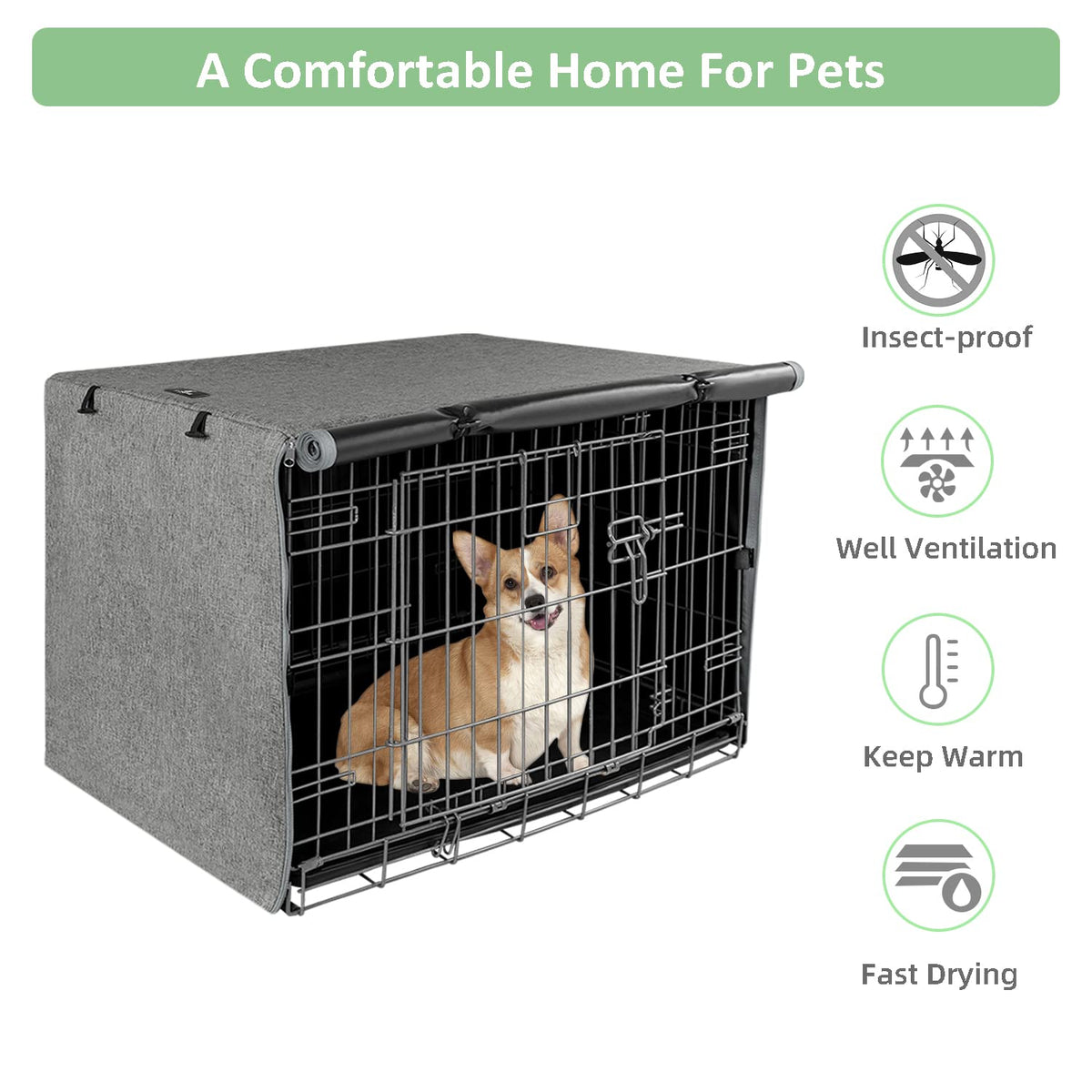 Dog Crate Cover Waterproof Kennel Cover (30.0"L x 19.0"W x 21.0"H / GREY)