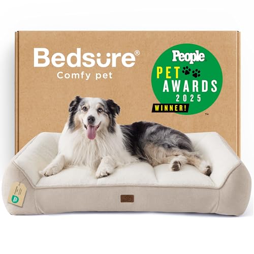 SupportMax® Extra Thick Orthopedic XL Dog Beds Large Sized Dog (Cream / 42"l X 30"w X 9.5"th)