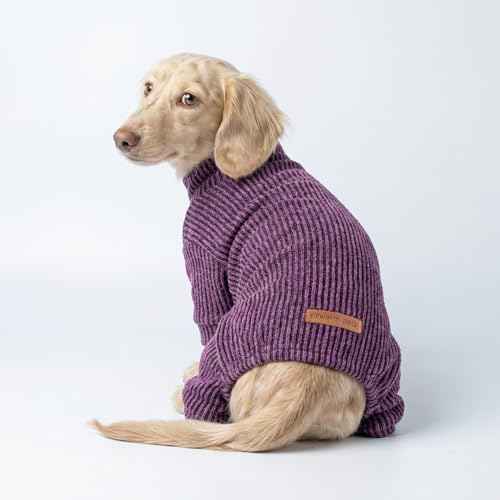 Mock Neck Knitted Dog Pajamas (X-Large / Purple)