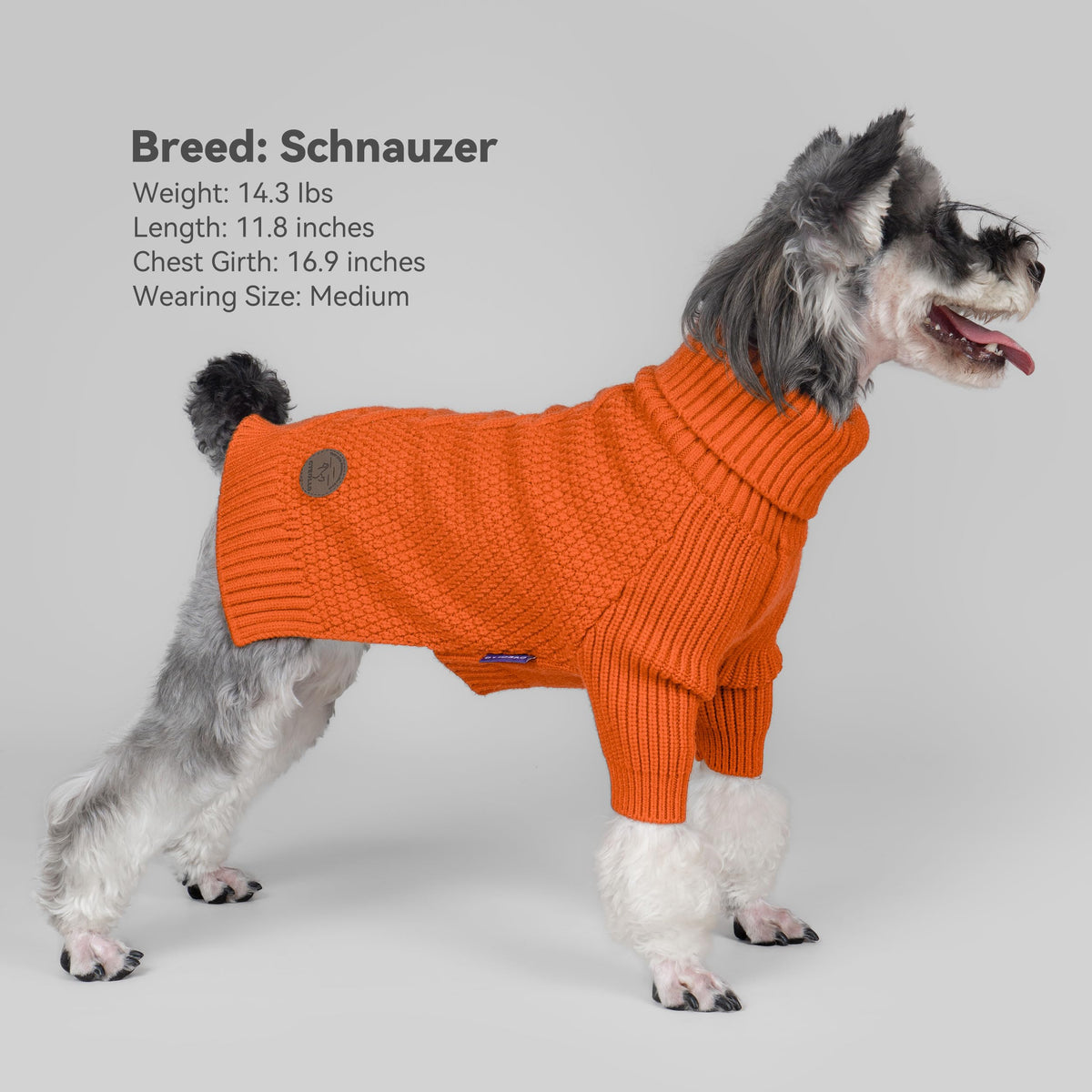 Dog Sweater Long Sleeve Knitted Turtleneck Pullover Warm Clothes (Orange / Medium)