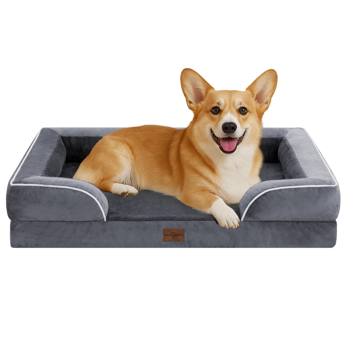 Waterproof Orthopedic Dog Beds for Large Sized Dog (35.0"L x 22.0"W x 7.0"Th / Dark Grey)