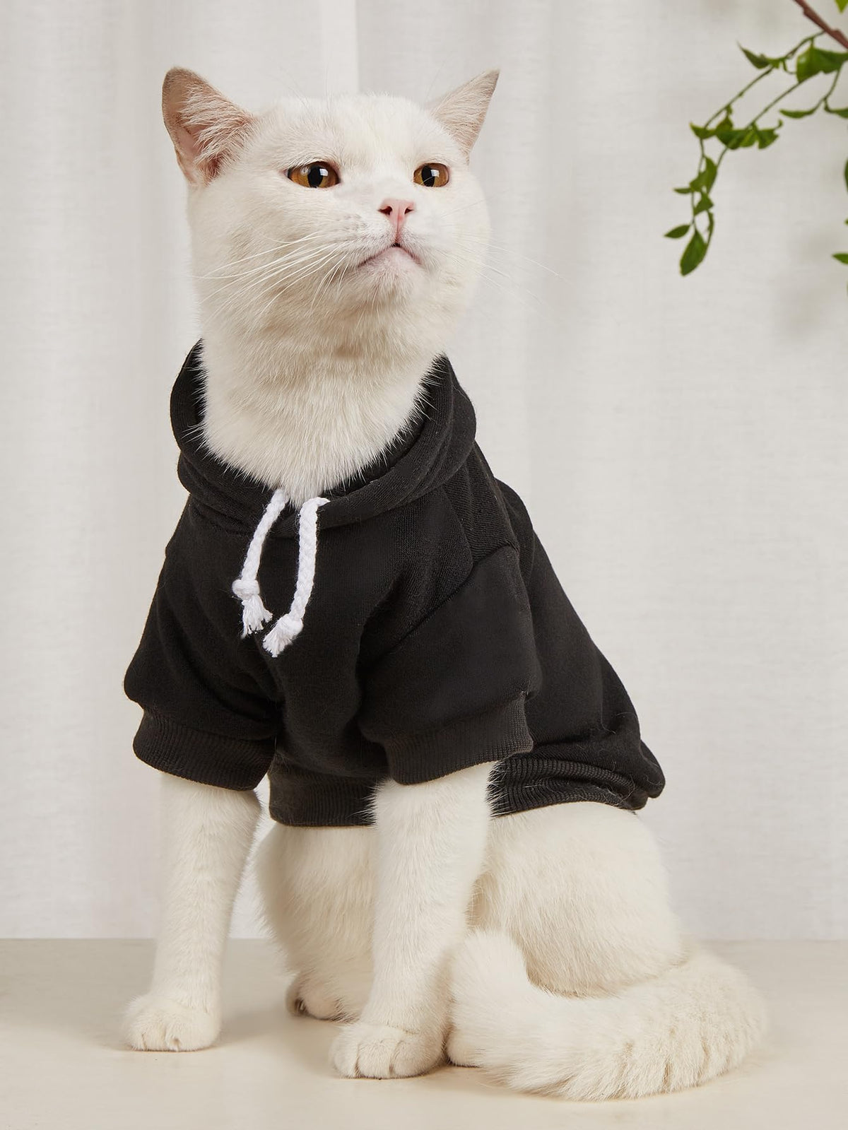 Basic Dog Hoodie Sweatshirt Puppy Sweater Warm Cat Costumes Pet Clothes for Chihuahua Puppy Kitten Small Medium Dogs Black and Pink X (X-Large / Black and Pink)