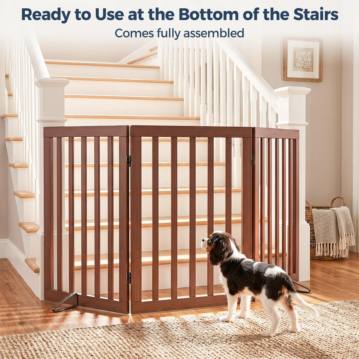 Dog Gate Indoor (Walnut / 56"Wx24"H, 3-Panel)