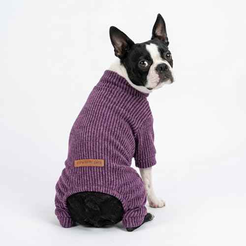 Mock Neck Knitted Dog Pajamas (X-Large / Purple)