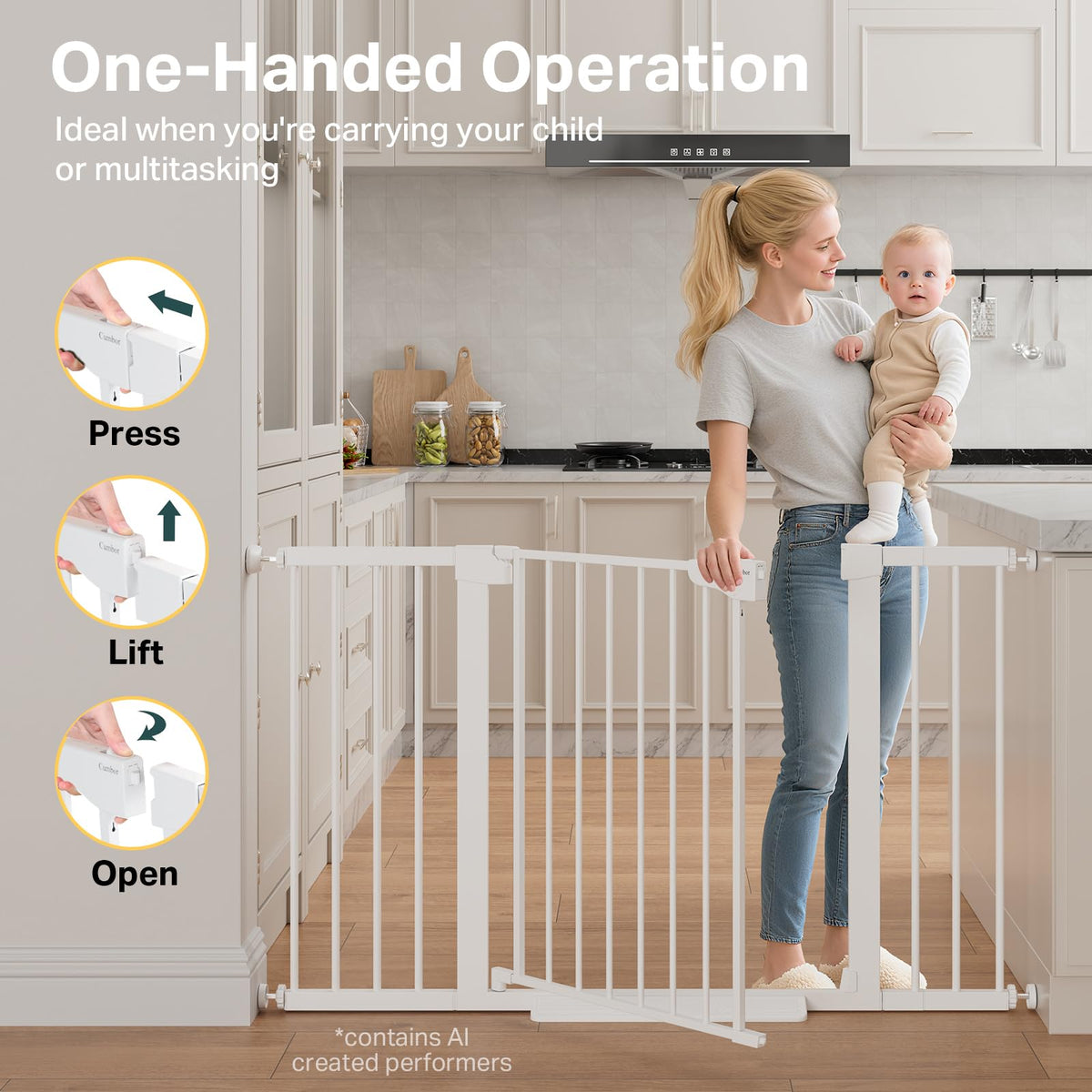 2-Pack 29.7-51.5 in Extra Wide Baby Gate for Stairs, Dog Gate White (White / 29.7-51.5"W x 30.5"H (2 Pack ))
