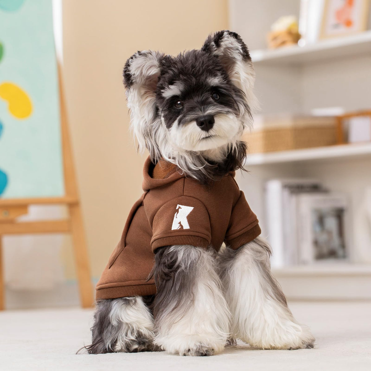 Dog Hoodie & Cat Sweater (4XL-(35~55lb) | Chest(~31") / Brown)