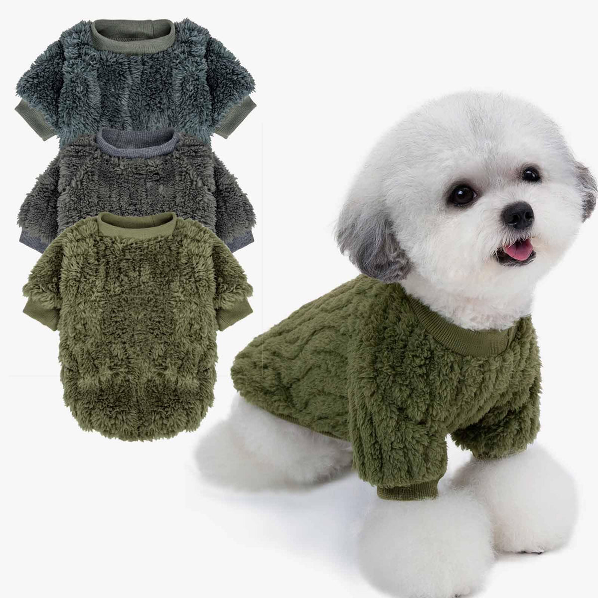 Dog Sweater 3 (Dark teal,Army green,Dark grey / Small)