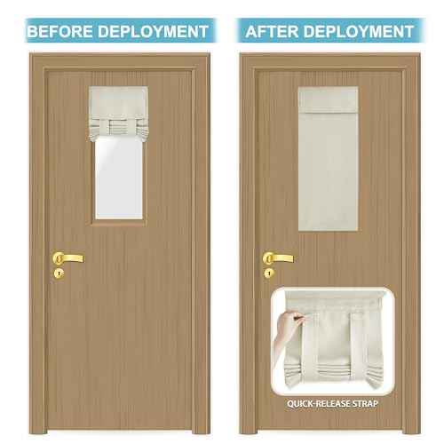 Classroom Door Window Cover Lockdown Shades Blackout (Light Beige / 12"W x 30"L (Pack of 1))