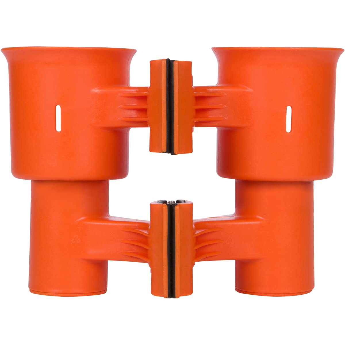 Orange), Patented Clamp On Boat Cup Holder |Multifunction Dual Drink Caddy for Fishing Poles, Tools, Net, Gaff |Portable Storage for Boating, Beach, Umbrellas, Golf Carts, Strollers (Orange / Standard Spring)