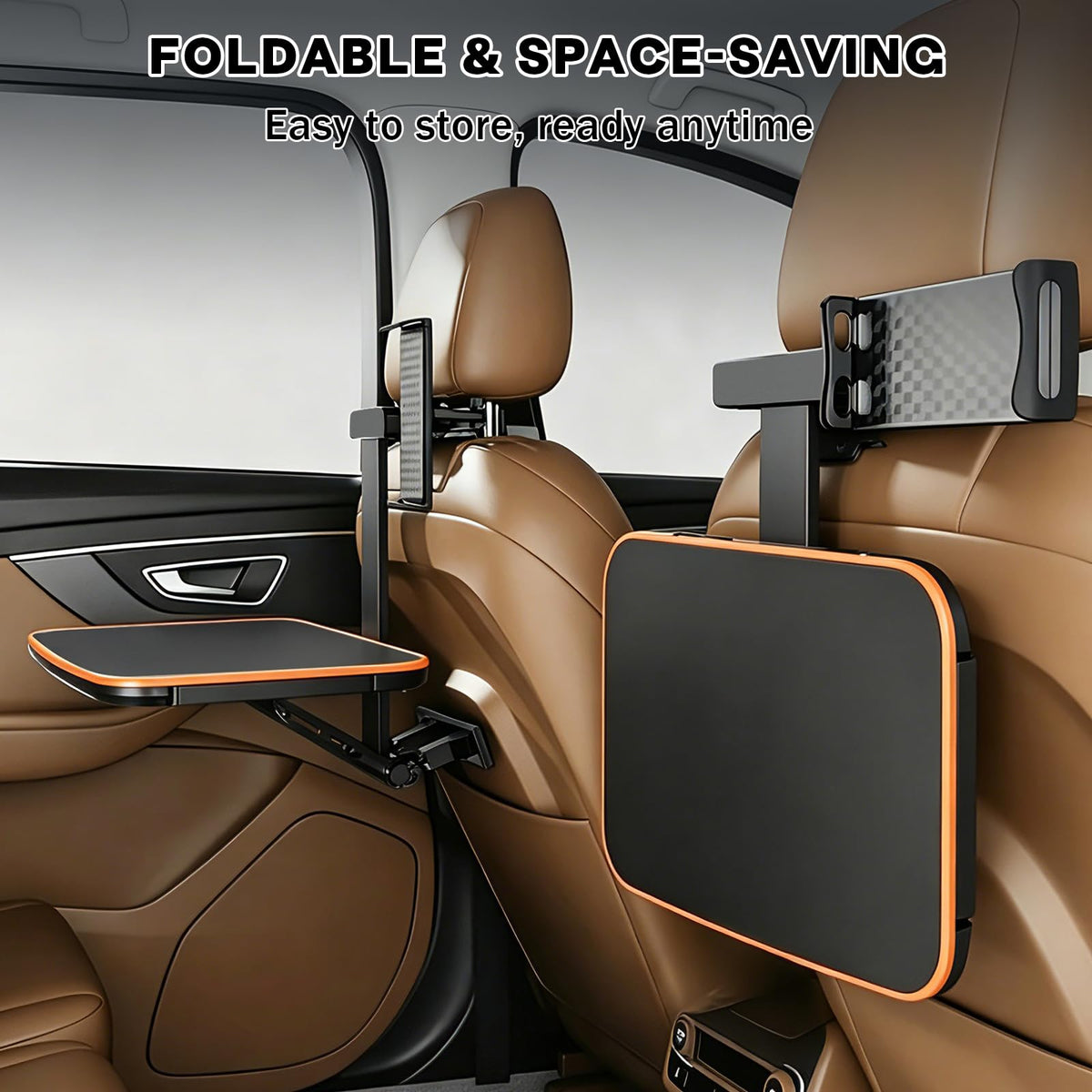 Large Car Tray Table for Back Seat with Adjustable Height (Orange)