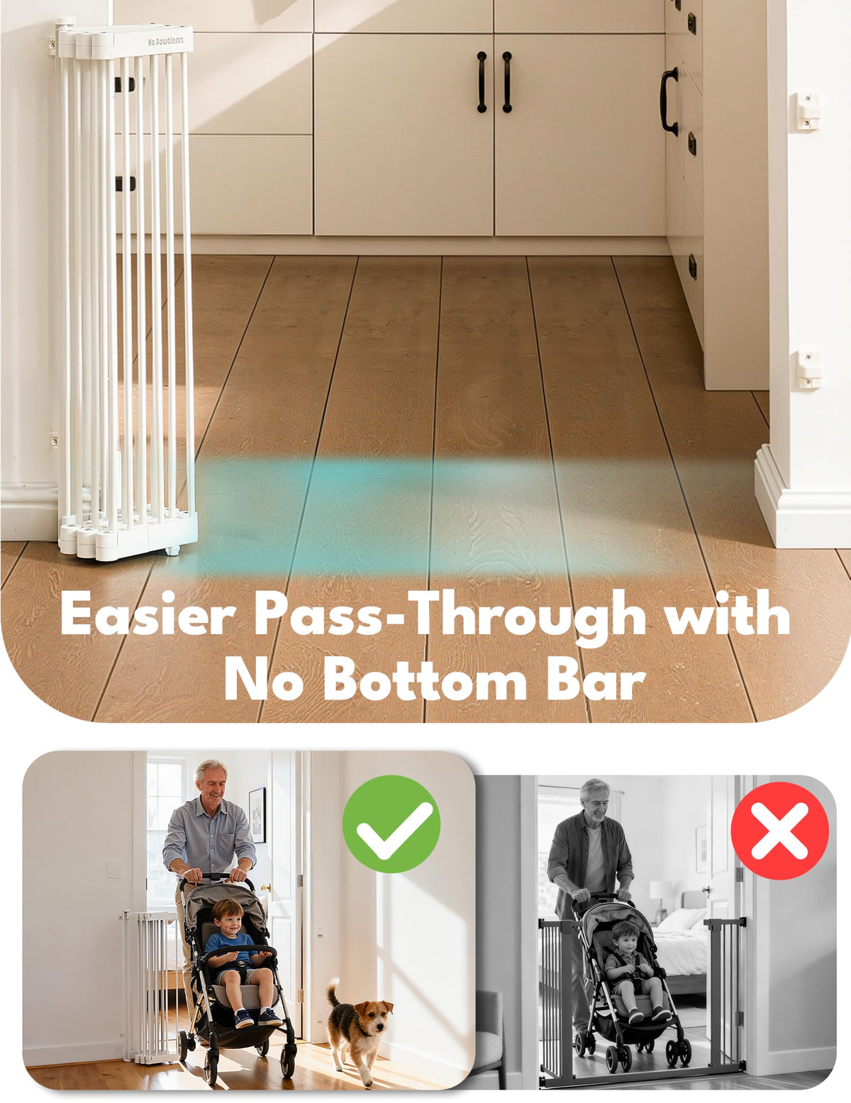 Retractable Safety Gate (White / 38" Wide, 36" Tall)