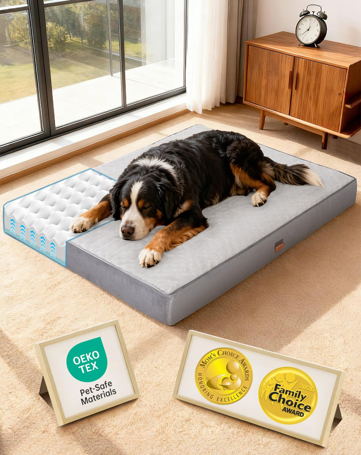 Orthopedic Giant XXXL Dog Bed (54" x 42" x 5" (For Sprawling) / 01-Gray)