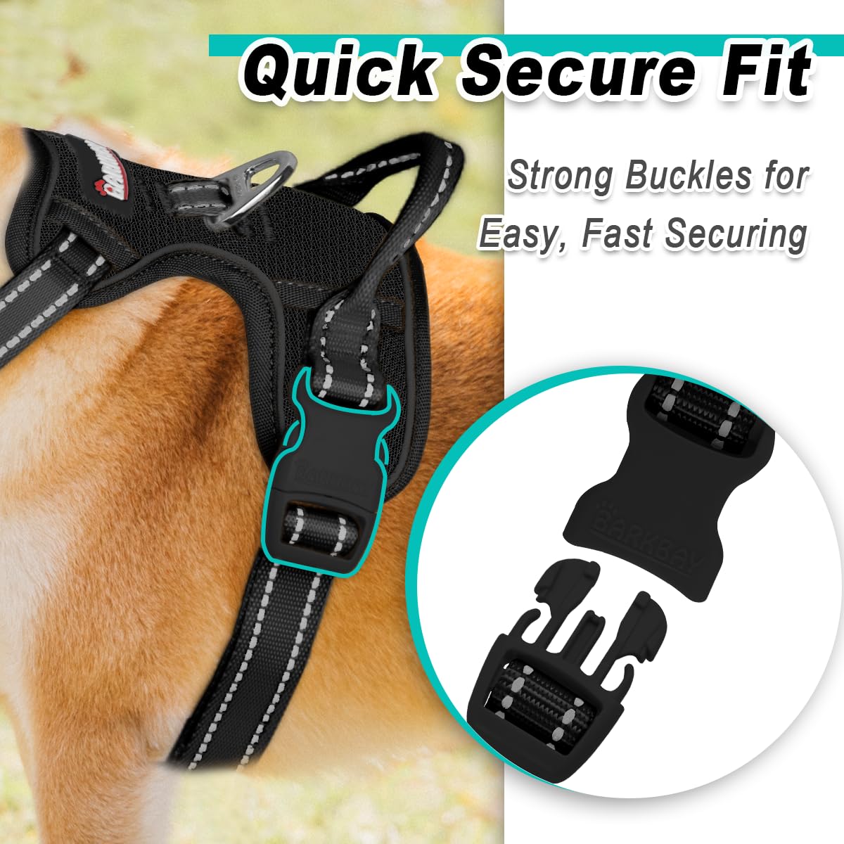 Dog Harness for Medium Sized Dog No Pull Mesh 2 Clips Dog Vest (Black-Mesh / Medium)