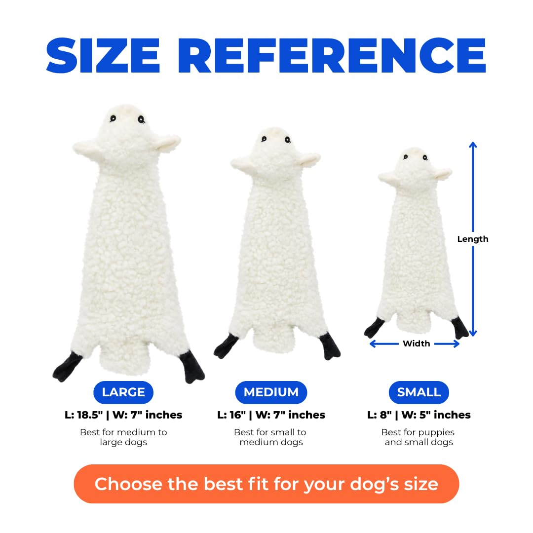 2-in-1 Stuffless Squeaky Dog Toy - Sheep, Medium (Grey/Sheep / Medium)
