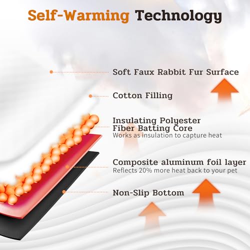 4Pcs Soft Plush Fluffy Self Warming Thermal Pet Mat for Dogs and Cats (Creamy White / X-Large (45'' X 28'' X 1''))