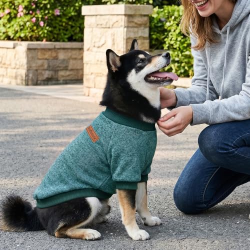3 Pack Dog Sweaters for Small Dogs Girl Boy Winter Fleece Clothes Warm Soft Dog Sweatshirt Outfit for Dogs Cats Pet Apparel (Brown+matcha green +green / L (Back: 15.7", Chest: 19.6", 14-18 lbs))