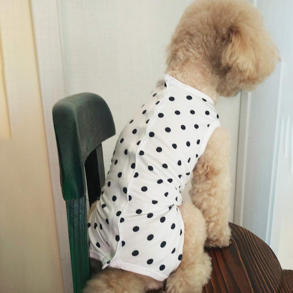 Dog’s Recovery Suit Post Surgery Shirt for Puppy (XX-Small / white spot)