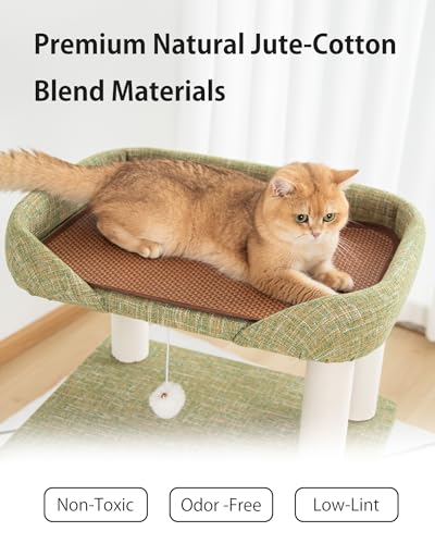 37.5" Cat Tree Tower for Large & Senior Cats (Green 37.4'')