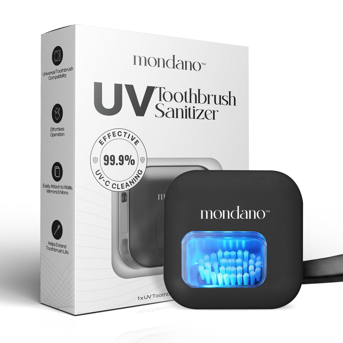UV C Toothbrush Sanitizer and Holder (Midnight Black)