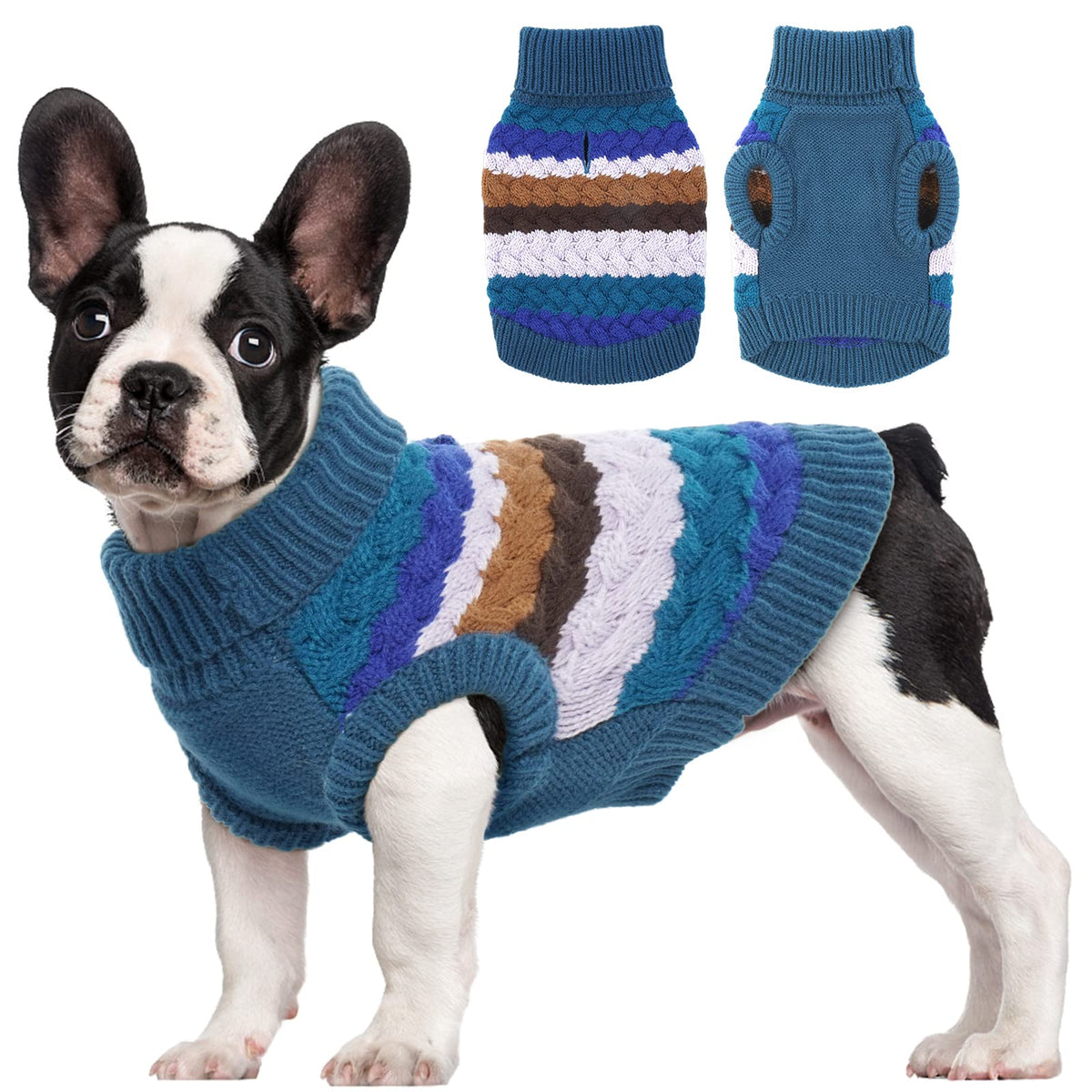 Dog Sweater Warm Sweaters for Small Dogs Pet Xmas Outfit (Small (Chest: 13.7''; Weight: 6 - 9LB) / Blue)