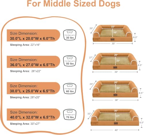 Orthopedic Dog Bed for X (Orange / 40.0"L x 32.0"W x 6.5"Th)
