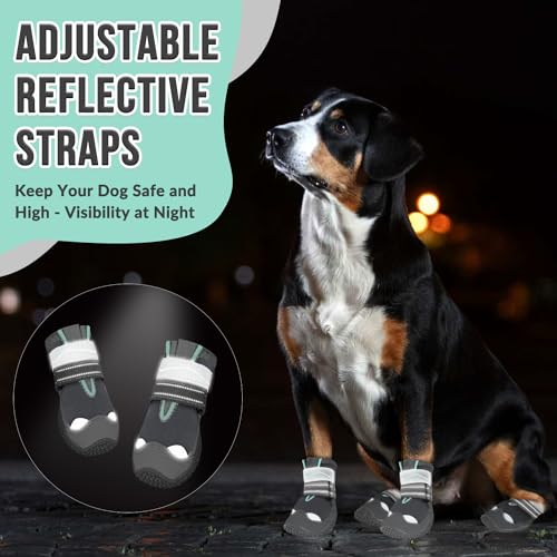 Dog Shoes for Large Small Medium Dogs (Grey / #5 (Width 2.4 inch) for 40-58 lbs)