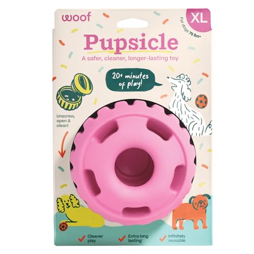 Pupsicle Interactive Dog Ball Toy for Dogs XL 75 lbs & Up (Pink / X-Large)