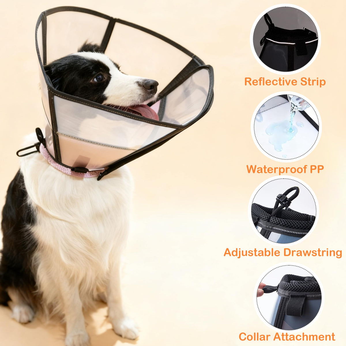 Soft Dog Cone (Black / L(Neck:14.25-18"))