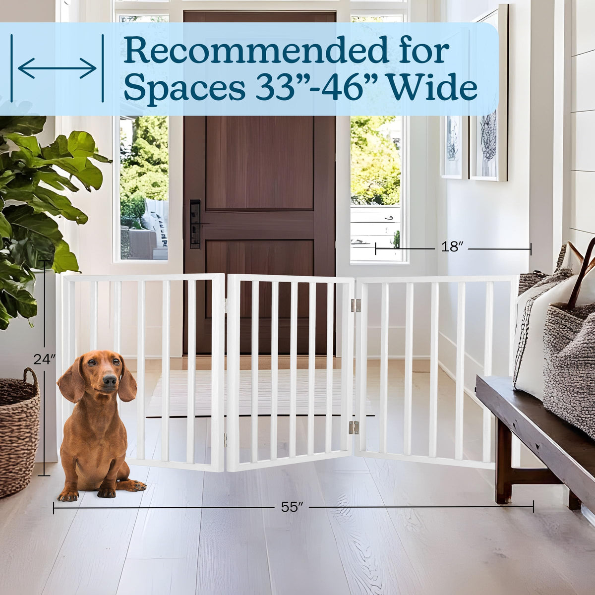 Pet Gate 3 Panel Freestanding Dog Gate Indoor (White / 3 Panel)