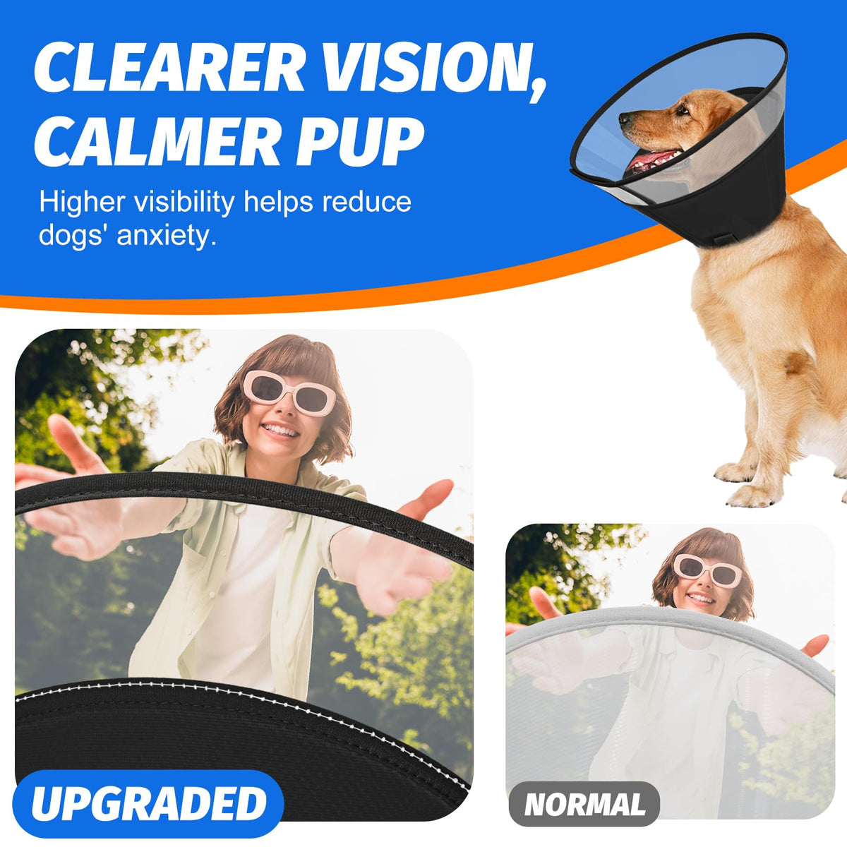 Dog Cone Collar with Soft Liner to Stop Licking (Black / XS(Depth: 6.1, Girth: 9.5-11.5 ))